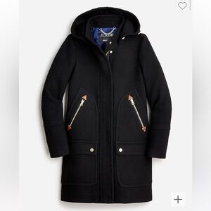 J. CREW New chateau parka in Italian stadium-cloth faux fur collar NWT Black 0
